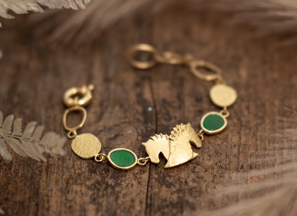 Armband by Runedal, gold mit grünen Achat